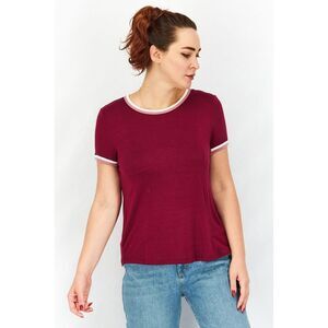 SWEET TEA'S Womens Burgundy Short Sleeve Crew Neck T-Shirt XL